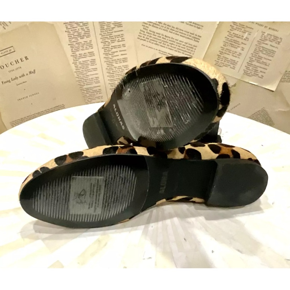 Anthropologie Alohas Thekla Mary Jane Ballet Flat Leopard Hair Print Lace Up - Picture 9 of 10